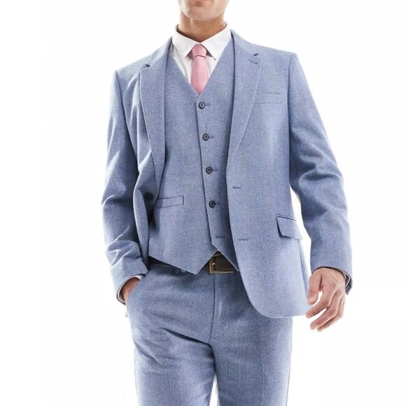 ASOS DESIGN Skinny Suit Vest with Wool  Blue Chest 42 Regular NWT IN PACKAGE - Picture 3 of 10